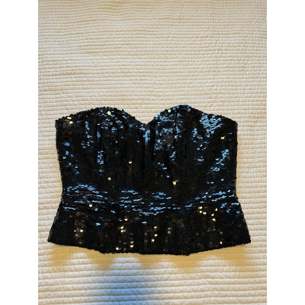 Vintage Neiman Marcus Silk Sequin Corset Top